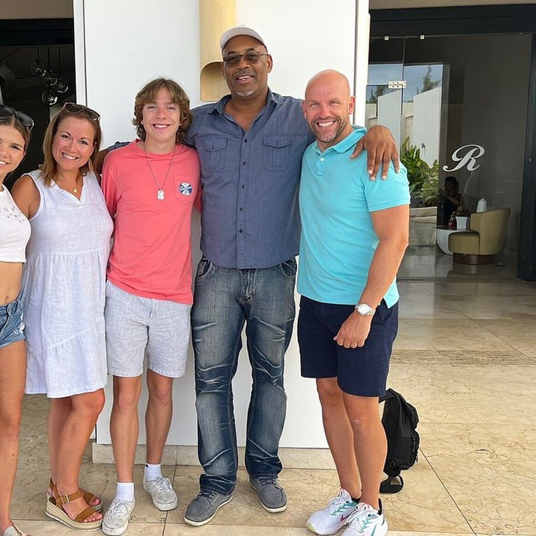 Donovan Pugh, owner of PPP Tran Tours Jamaica, with guests in Montego Bay